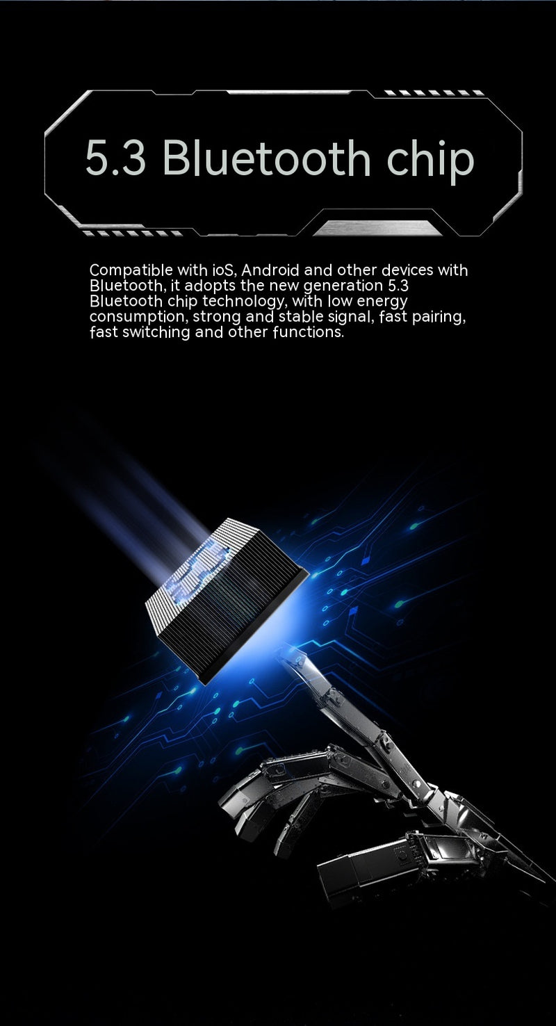 Bluetooth Headset Mecha Wind True Wireless High Sound Quality Zinc Alloy Pressure Relief Half In-Ear