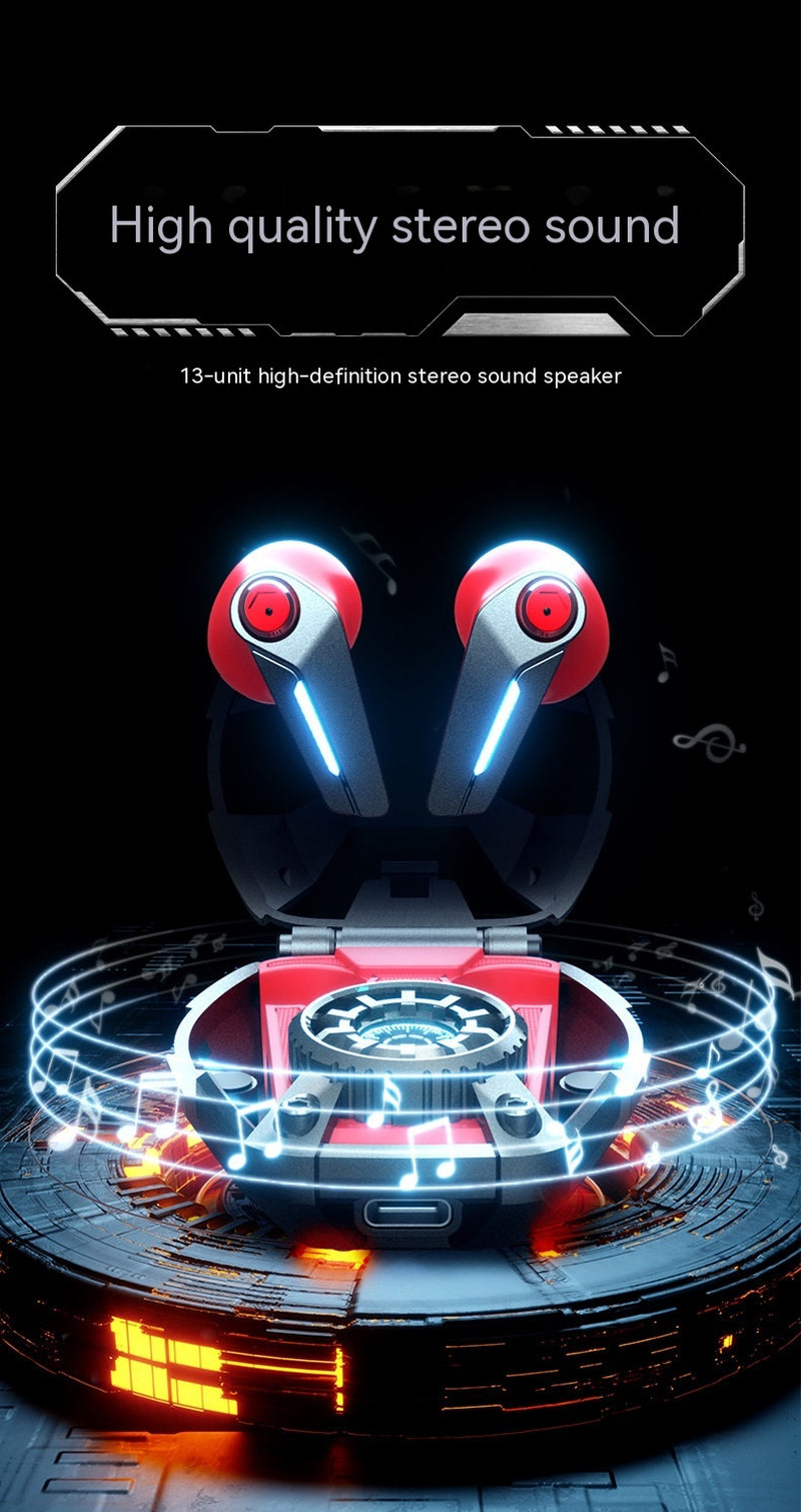 Bluetooth Headset Mecha Wind True Wireless High Sound Quality Zinc Alloy Pressure Relief Half In-Ear