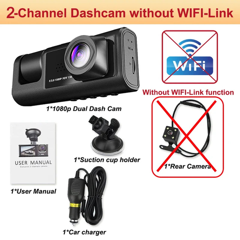 VoltVibe DriveGuard Pro | Multi-Lens WiFi Smart Dash Cam
