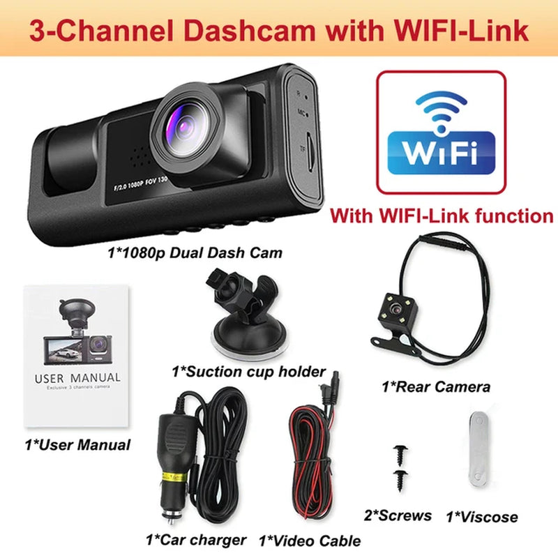 VoltVibe DriveGuard Pro | Multi-Lens WiFi Smart Dash Cam