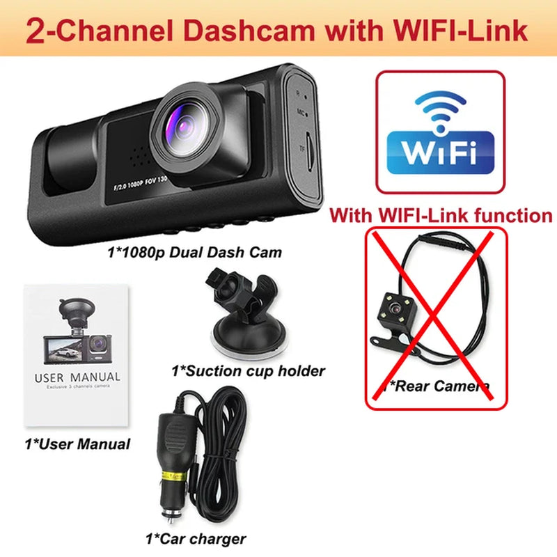 VoltVibe DriveGuard Pro | Multi-Lens WiFi Smart Dash Cam